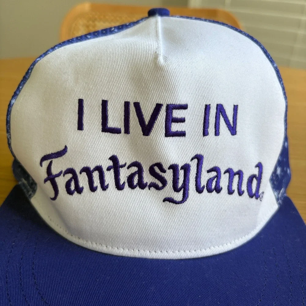Disney Parks I Live In Fantasyland Trucker Hat Purple Star Mesh Snapback Cap WDW